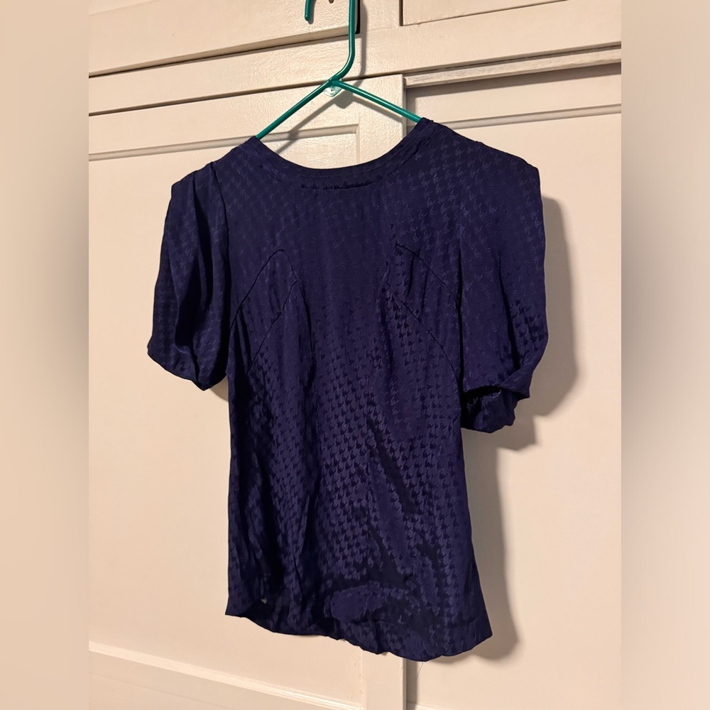 C. Luce Blue Jacquard Puff Sleeve Blouse - Picture 2 of 2